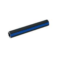 Black anodized aluminum knurled 1.25" rail with blue reflective inserts