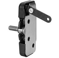 Full size 2 stage dual claw rotary latch, right hand with rod clips shipped loose. Zinc plated. Accepts .668" diameter striker.