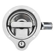 The original D Ring, old style locking, large cup, has 3 points of engagement, mounting holes and is made of polished 304 stainless steel. Double Bitted Key Cylinder